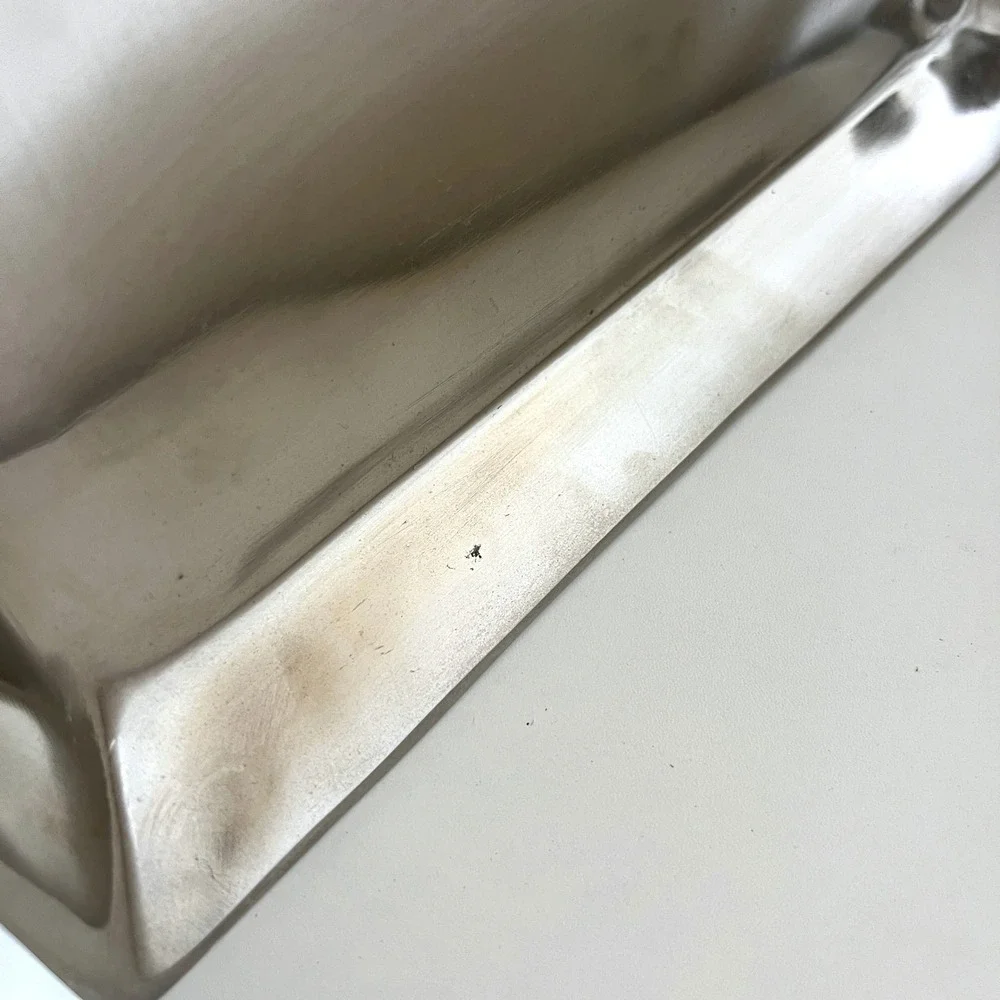 Snake Handle Silver Tone Metal Serving Tray Made in India Decorative Catchall